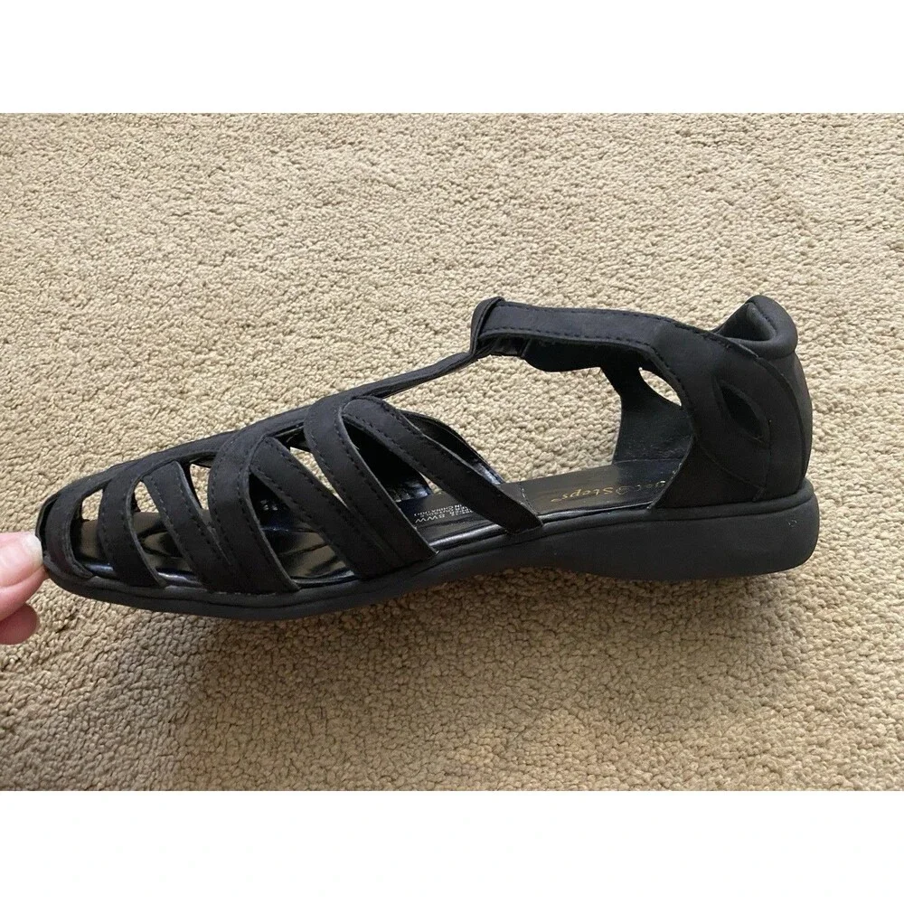 Angel Step Black Fisherman Breeze Sandals Adjustable Strap Women Size 8W